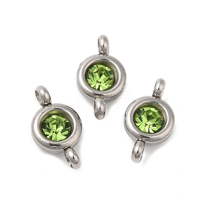 304 Stainless Steel Single Rhinestone Connector Charms STAS-E194-13P-08-1