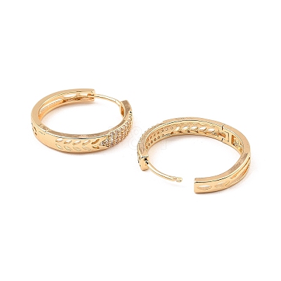 Brass Micro Pave Cubic Zirconia Hoop Earring EJEW-D078-47KCG-1