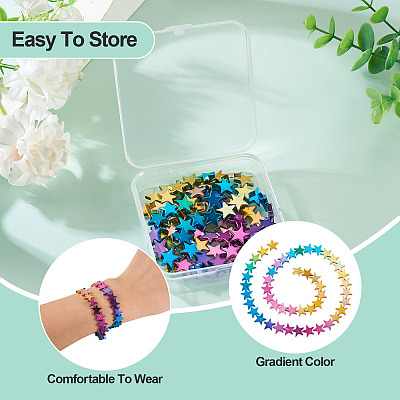 2 Strands Gradient Color Electroplated Synthetic Non-magnetic Hematite Beads Strands G-TA0002-86C-1