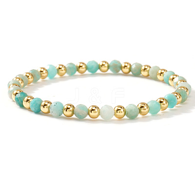 Natural Amazonite Beaded Stretch Bracelets TU5709-16-1