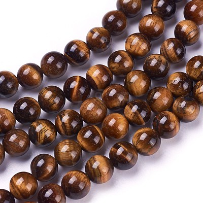 Round Tiger Eye Beads Strands Z0RQT012-1