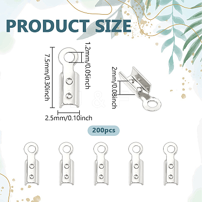 200Pcs Brass Cord Ends KK-PH0012-89S-1