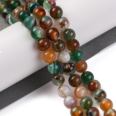 Natural Striped Agate/Banded Agate Beads Strands G-Z060-A01-A22-1