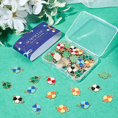 72Pcs 6 Colors Alloy Enamel Pendants ENAM-SC0008-08-1