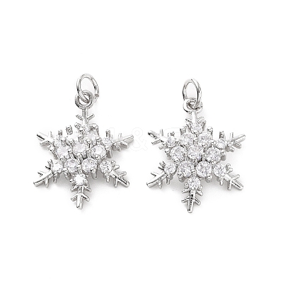 Rack Plating Brass Micro Pave Clear Cubic Zirconia Pendants KK-C008-24P-1