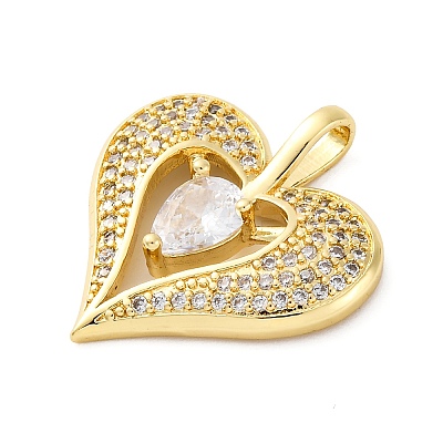 Brass Micro Pave Cubic Zirconia Pendants X-KK-S510-32G-02-1