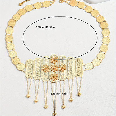 Bohemian Style Alloy Coin Link Chain Flower Body Belly Chains with Heart Tassel for Women WL4695-1