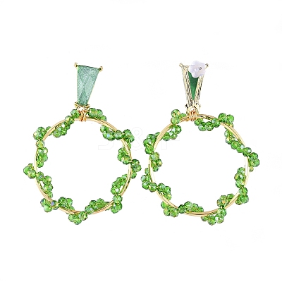 Glass Beads Dangle Ear Studs EJEW-JE03916-02-1