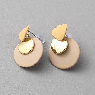 Double Flat Round Alloy Dangle Stud Earrings with 925 Sterling Silver Pins for Women EJEW-WH0011-36A-1