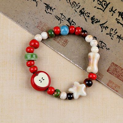 Handmade Porcelain Beaded Stretch Bracelets FS-WG33B94-10-1
