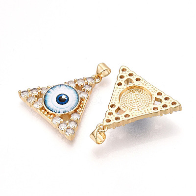 Brass Micro Pave Clear Cubic Zirconia Pendants for Women KK-T070-90A-08-1