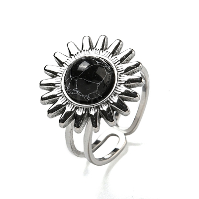 Sun 304 Stainless Steel Open Cuff Rings STAS-Z060-08P-01-1