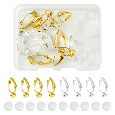 12Pcs 2 Color Brass Clip-on Earring Converters Findings KK-FS0001-31-1