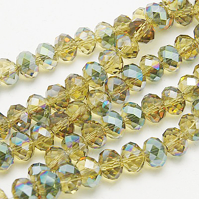 Electroplate Glass Faceted Rondelle Beads Strands EGLA-D020-6x4mm-M-1
