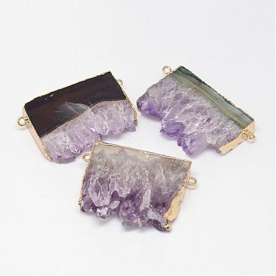 Natural Druzy Amethyst Links connectors G-G895-12G-1