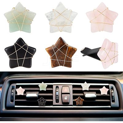 5Pcs Star Gemstone Car Air Vent Clips AJEW-PH00496-01-1