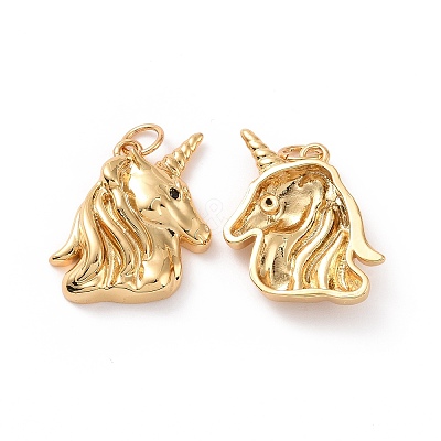 Unicorn Brass Micro Pave Black Cubic Zirconia Pendants KK-G435-39G-1