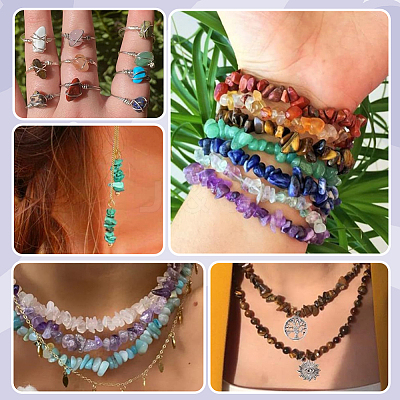 150G 15 Styles Natural & Synthetic Mixed Gemstone Chip Beads G-PA0001-95-1