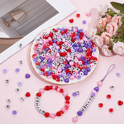 Mother's Day Theme Opaque Acrylic Beads Kits MACR-SP0001-40-1
