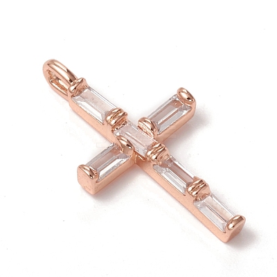 Brass Micro Pave Clear Cubic Zirconia Pendants KK-I668-22-1