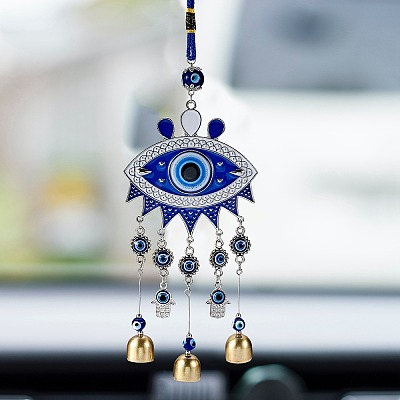 2Pcs 2 Style Car Hanging Alloy Glass Rhinestone Wind Chime HJEW-SZ0001-14-1