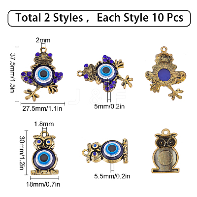 20Pcs 2 Style Alloy Pendants FIND-SC0002-69-1