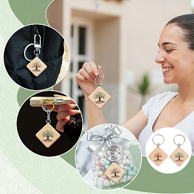 1 Bag Wood Keychains KEYC-PH0002-30-1