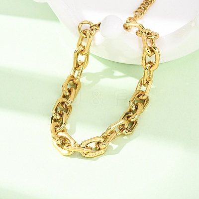 304 Stainless Steel Rectangle Link Chain Bracelets for Women BJEW-F536-17G-1