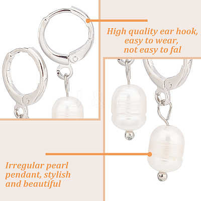 2 Pairs 2 Colors Plastic Imitaion Pearl Beaded Dangle Leverback Earrings EJEW-FI0001-03-1