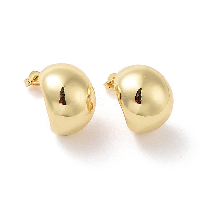 Rack Plating Brass Half Round Stud Earrings EJEW-G315-07G-1