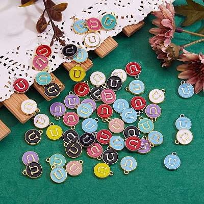 120Pcs 12 Colors Golden Plated Alloy Charms ENAM-SZ0001-64U-1
