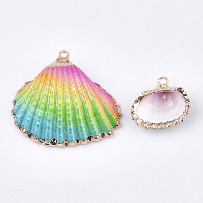 Spray Paint & Electroplate Sea Shell Pendants X-SSHEL-S262-07C-1