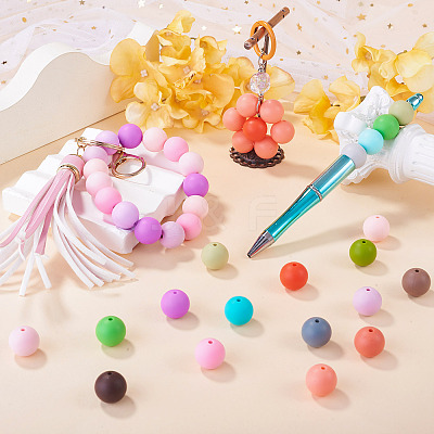 45Pcs 3 Colors Round Silicone Focal Beads SIL-TAD0001-01G-1