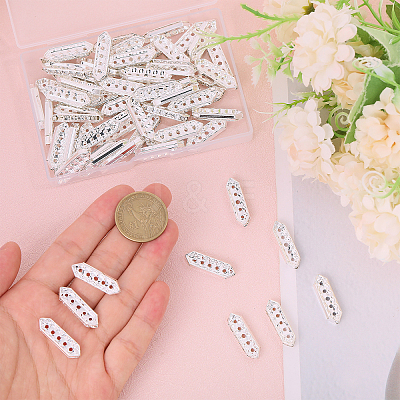 100Pcs Alloy Crystal Rhinestone Spacers Bars FIND-CA0009-71B-1