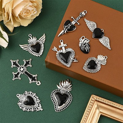 9Pcs 9 Styles Alloy Pendants ENAM-YW0005-90-1