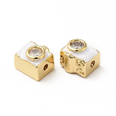 Rack Plating Brass Clear Micro Pave Cubic Zirconia Beads KK-E060-07G-1