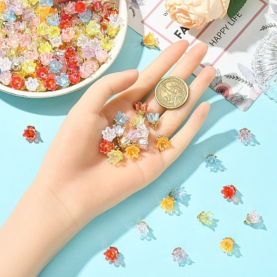 20Pcs Acrylic Flower Charms TACR-YW0003-18A-1