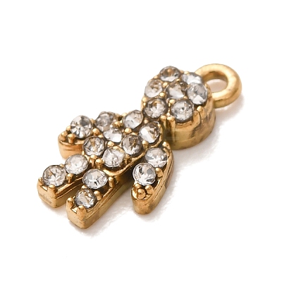 304 Stainless Steel Micro Pave Clear Cubic Zirconia Charms CU-CBAB6EC-05G-01-1