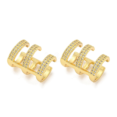 Brass Micro Pave Cubic Zirconia Cuff Earrings EJEW-C104-150G-1