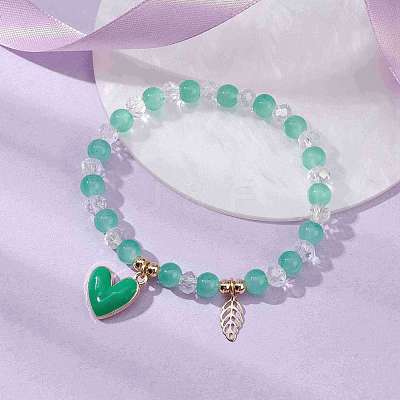 Glass Round Beaded Stretch Bracelets BJEW-JB09909-04-1