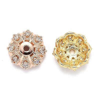Multi-Petal Brass Micro Pave Cubic Zirconia Bead Caps ZIRC-F088-038-M-1