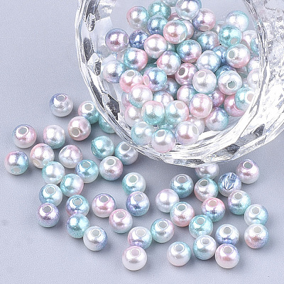 Rainbow ABS Plastic Imitation Pearl Beads OACR-Q174-8mm-05-1