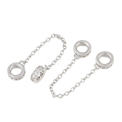 Brass Micro Pave Clear Cubic Zirconia Safety Chains KK-H257-01P-1