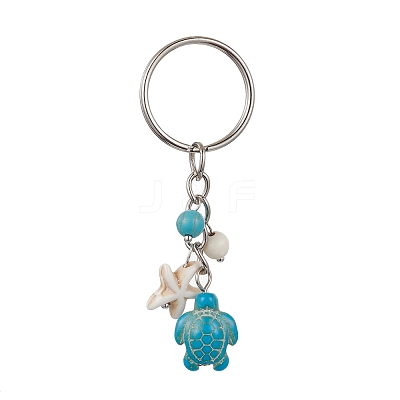 Turtle & Starfish Synthetic Turquoise Pendant Keychains KEYC-JKC00628-01-1