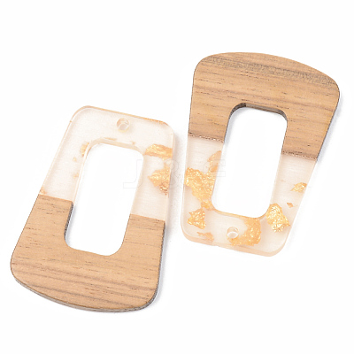 Transparent Resin & Walnut Wood Pendants RESI-S389-034A-B05-1