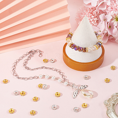 300Pcs 2 Colors Brass Rhinestone Spacer Beads RB-SP0001-04-1