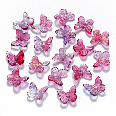 Two Tone Transparent Spray Painted Glass Charms GLAA-T016-22A-1