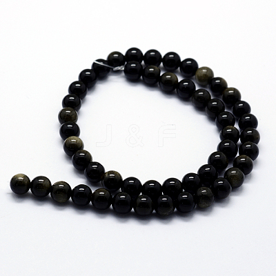 Natural Golden Sheen Obsidian Beads Strands G-I199-14-4mm-1