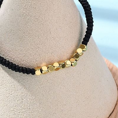 Polyester Cord Braided Bead Bracelets for Women Men BJEW-L698-02G-01-1