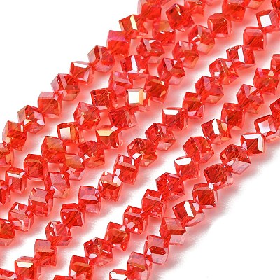 Electroplate Transparent Glass Beads Strands GL-CBA7A17-01A-03-1